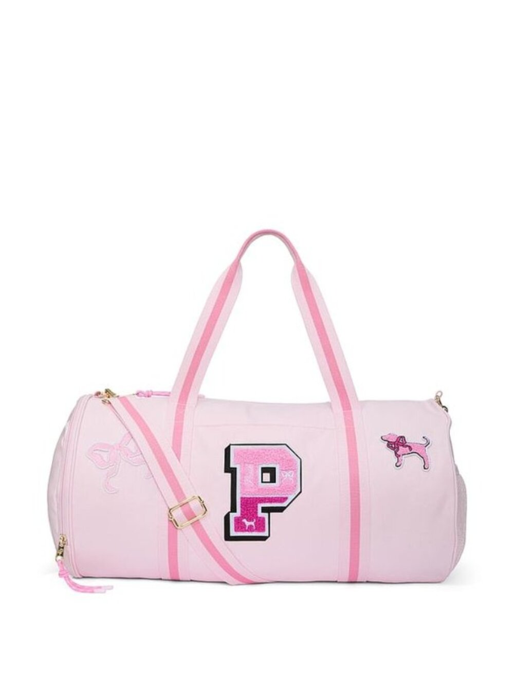 VS PINK x Love Shack Fancy Light Pink Duffel Bag Varsity Patch Y2K Gym Travel